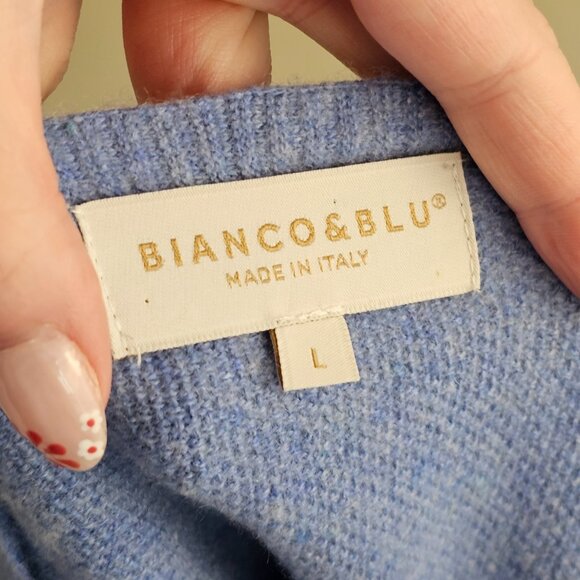 Bianco&Blu Cashmere and Wool Blend Light Blue Sweater Sz L - Picture 6 of 9